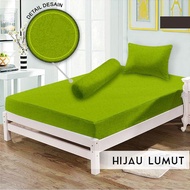 HIJAU Monalisa Bed Sheet Plain Embossed Moss Green Color Uk120x200 Single Sheet