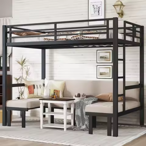 Full Size Pull Out Metal Bunk Bed Adjustable Bunk Bed Sofa with Track for All Standard Full Size Mat