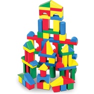 Melissa & Doug Wooden Building Blocks, 100-Piece Set Classification and Stacking Toys, 4 Colors and 