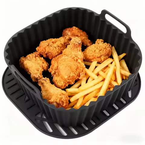 Reusable Air Fryer Silicone Liners Square Non Stick Basket Mat for 4-7QT Air Fryer Oven Microwave Ba