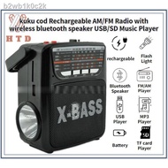 ◈❃✆kuku cod Rechargeable AM/FM Radio with wireless bluetooth speaker USB/SD Music Player