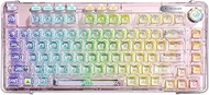 F81 75% Transparent Mechanical Keyboard forBT5.0/2.4G/USB-C,Hot Swappable Mechanical Keyboard with T