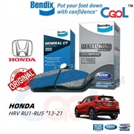 BENDIX Brake Pad  Honda HRV  HRV RS RU1RU5 1321  Metal King  General CT Front Brake Pad