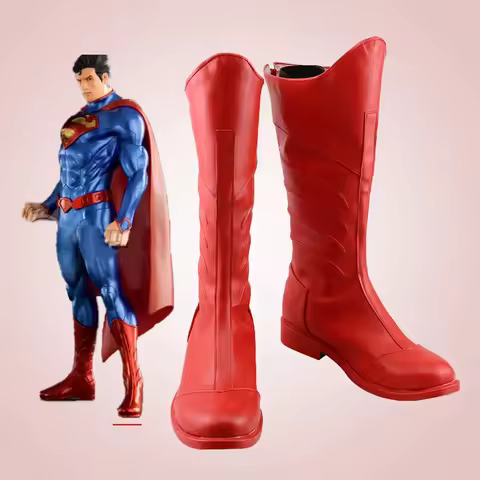 Superhero Clark Kent Cosplay Shoes Party Superboys Clark Kent Cosplay PU Leather Boots Halloween For