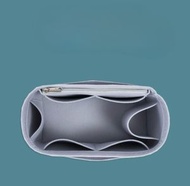 日本暢銷 - 適用 LongChamp 手袋多間格內膽分隔包 手提袋中袋內膽 底長: 29.5cm 高: 17cm 寬: 15cm｜毛毯料帶側面拉鏈 - 霧藍 (短柄中號/長柄大號)