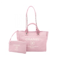 【二手】香奈兒 (Chanel) Deauville A67001 粉紅色帆布皮革 Deauville 鏈條手提包 MM 女士款