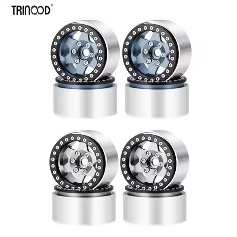 TRINOOD 4Pcs Metal 6 Spokes 1.9 Inch Beadlock Wheel Hub Rim for 1/10 RC Crawler Axial SCX10 AXI3007 