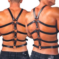 MIS Mens Harness Chest Adjustable PU Leather Body Harness Punk Full Chest Bondage