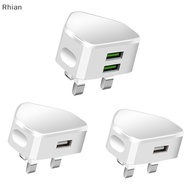 [Rhian] UK Plug Single USB Double USB Adapter Mains USB Adaptor Wall Charger Travel Wall Charger Travel Charging Cable COD