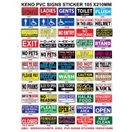 NOTICE  DO NOT FLUSH SANITARY PRODUCTS DOWN THE TOILETS  SIGN STICKER 105X210MM