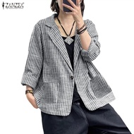 ZANZEA Women's Korean Style Casual Striped Blazer
