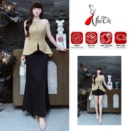 C238 backless camisole + black skirt