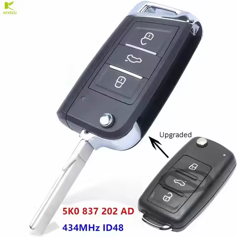 KEYECU Replacement Upgraded Foding Remote Key Fob 434MHz ID48 for Volkswagen Beetle Passat Jetta Pol