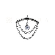 Titanium Vertical Helix Double Chain CZ Bugadi Hidden Helix Earring Stud