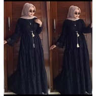 IndiStoree - Dress Outer Brukat Gliter Gamis Wanita Terbaru 2024 Kekinian Long Outer Cardigan Brokat