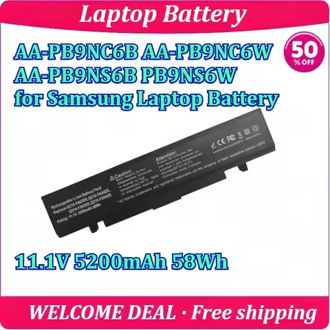 New for AA-PB9NC6B AA-PB9NC6W AA-PB9NS6B PB9NS6W for Samsung Laptop Battery 11.1V 5200mAh 58Wh High 