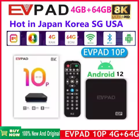 [Genuine]2025 best korea Japan EVPAD 10P 4+64GB 8k smart tv box wifi6 hot in USA Canada SG uk AUS th