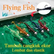 Soft Plastic Lure Double Wing Flying Fish Paddle Tail T Tail Soft Bait Tambah Bau Ikan