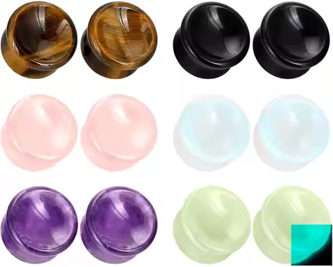 1 Pairs Natural Stone Ear Gauges Plugs Ear Tunnels Stretched Expander Piercing for Women Men Body Je