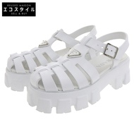 Prada Monolith Rubber Sandals, Women's, White, Size 38, Excellent Condition, 1X853M