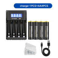 PUANTES AA/AAA USB เครื่องชาร์จ LCD 4 ช่อง TYPE-C จับคู่กับแบตเตอรี่ชาร์จ 3A/2A