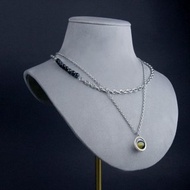 Tiger's Eye 藍黃虎眼石珍珠雙項鍊