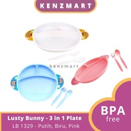 LUSTY BUNNY 3 IN 1 PLATE BABY CUTLERY SET (LB-1329)