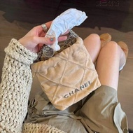 Xiao Chanel's Home Purchase Open Version Chanel 25a Hidden Style 22bag Garbage bag Rivet Suede Apric
