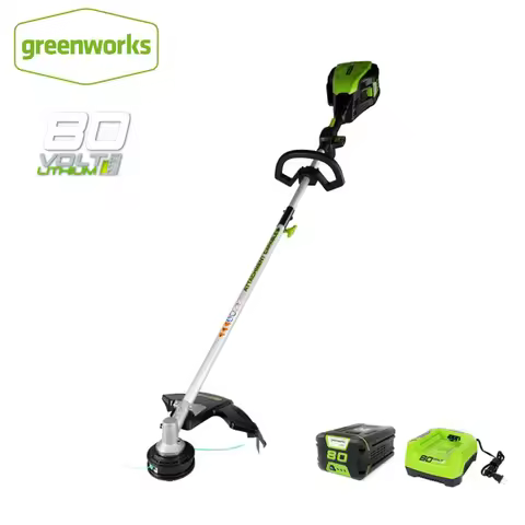 Greenworks 80V 16-Inch Cordless Brushless Top Mount String Trimmer grass trimmer battery and charger