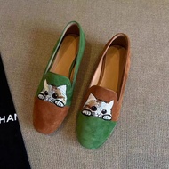 [GC] Slip-On Loafers Square Toe Wide Fat Feet Flat Women's Shoes 9RZP
