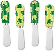 UPware 4-Piece Shamrocks Hand Painted Resin Handle with Stainless Steel Blade Cheese Spreader/Butter Spreader Knife