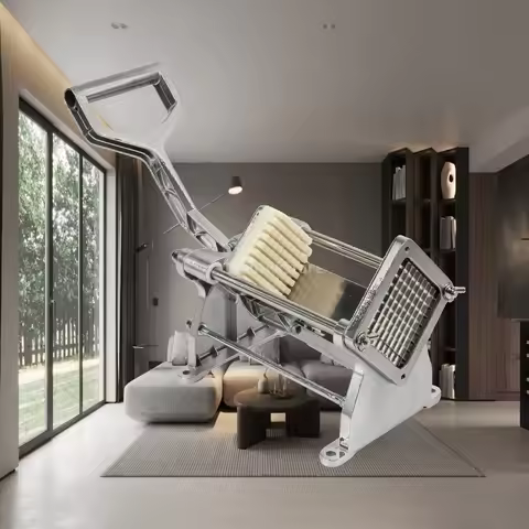 French Fry Cutter Countertop Manual Potato Cutter with Interchangeable Blades Potato Chipper Sturdy