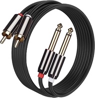 PX&PWR 9.8 Feet RCA to 1/4 Cable, Dual 1/4 inch TS to Dual RCA Stereo Audio Interconnect Cable, 2X 6