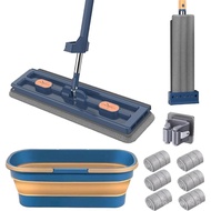 Saker Plus Mop, 360 °   Set Mop dan Baldi Rotation Saker Plus, Mop Rata Besar Saker Plus dengan 6 Pa
