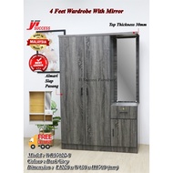 Yi Success Large Size 2 Door Wardrobe With 1 Drawer (Siap Pasang) / Particle Board Wardrobe /Almari 