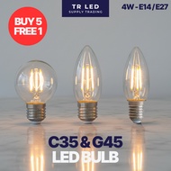 Dimmable LED Filament Bulb G45 / C35 E27 E14 | 4W Warm White 3000K | 470 Lumens | 1pc/Buy 5 Free 1 |