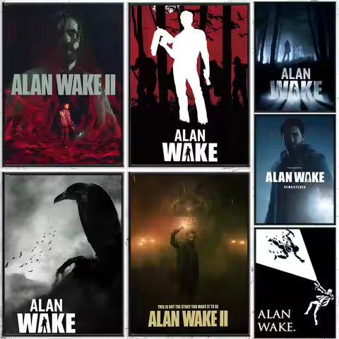 A-Alan W-Wake 2 Horror Game Poster Perfect Sticker Self Adhesive for Office Home Theater Wall Art De