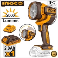 INGCO 20V LI-ION WORK LAMP 22.5W 2000 LUMENS 1X2.0AH CHARGER CWLI20881*