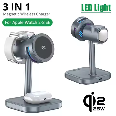 Qi2.2 25W 4 IN1 Magnetic Wireless Charger Stand Cooling LED Light Fast Charging For Magsafe iPhone 1