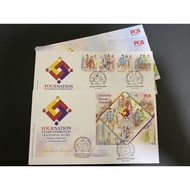 {JK} 2015 - Four Nation Stamp Exhibition Traditional Attire 4 Event Chop Stamp + MS FDC