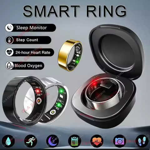 New R09 Smart Ring Men Women with Charging Case,Heart Rate Blood Oxygen,Skin Temperature Monitor,5AT