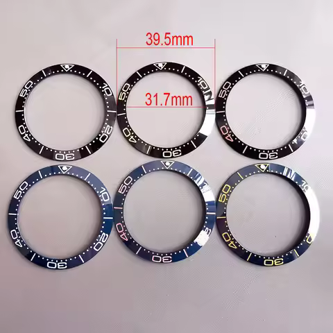 MOD 39.5mm*31.7MM Black Blue Slope Ceramic Bezel Insert Green Luminous Beads For Omega Seamaster Ser
