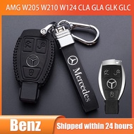 For Mercedes Benz W205 W210 W211 W124 CLA GLA GLK AMG GLC Keyless Key Case Cover Leather Keychain Ac