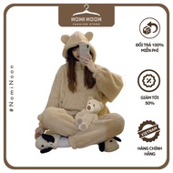 [With Real Video + Photo] Women'S Clothing Set Soft Long Sleeve Fur With Bear Ear Hat - Nomi Noon - Code 682