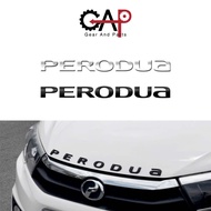 PERODUA Car Front Rear 3D Hood Wording Logo Emblem Alphabet Letter 3M Sticker MATT BLACK / CHROME