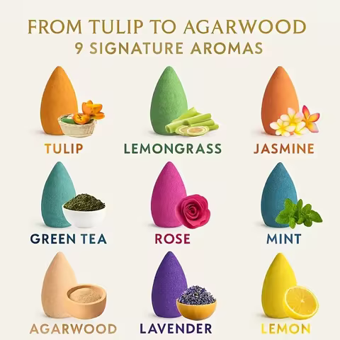 9Pack Colorful Aromatherapy Incense Sticks for Home Indoor Long Lasting Fragrance Smoke Falls for Vi