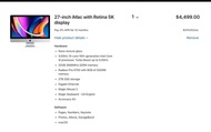 IMAC 27 Inch with retina 5K Display