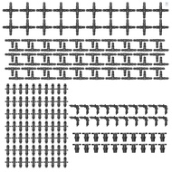 FLS 200 Pieces Irrigation Fitting Kit Drip Irrigation Barbed Connectors Compatible with 1/4 Inch Water Hose Connectors for Garden Lawn Drip Systems(20 4-Way Coupling, 20 Elbows, 80