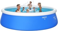 12ft x 33in Round Inflatable Above Ground Swimming Pool Fast Easy to Set Up Blow Up Pool for Summer 