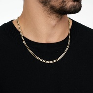 MJ&amp;AJ Cuban Chain Gold Necklace Pawnable 18k Stainless Steel Necklace For Men And Women - 24inches